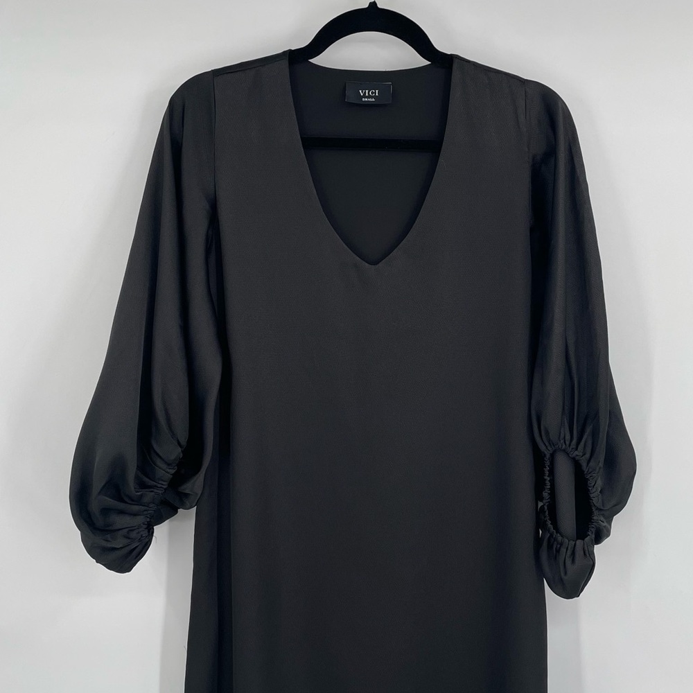Vici Black Satin Midi Dress - Picture 5 of 12